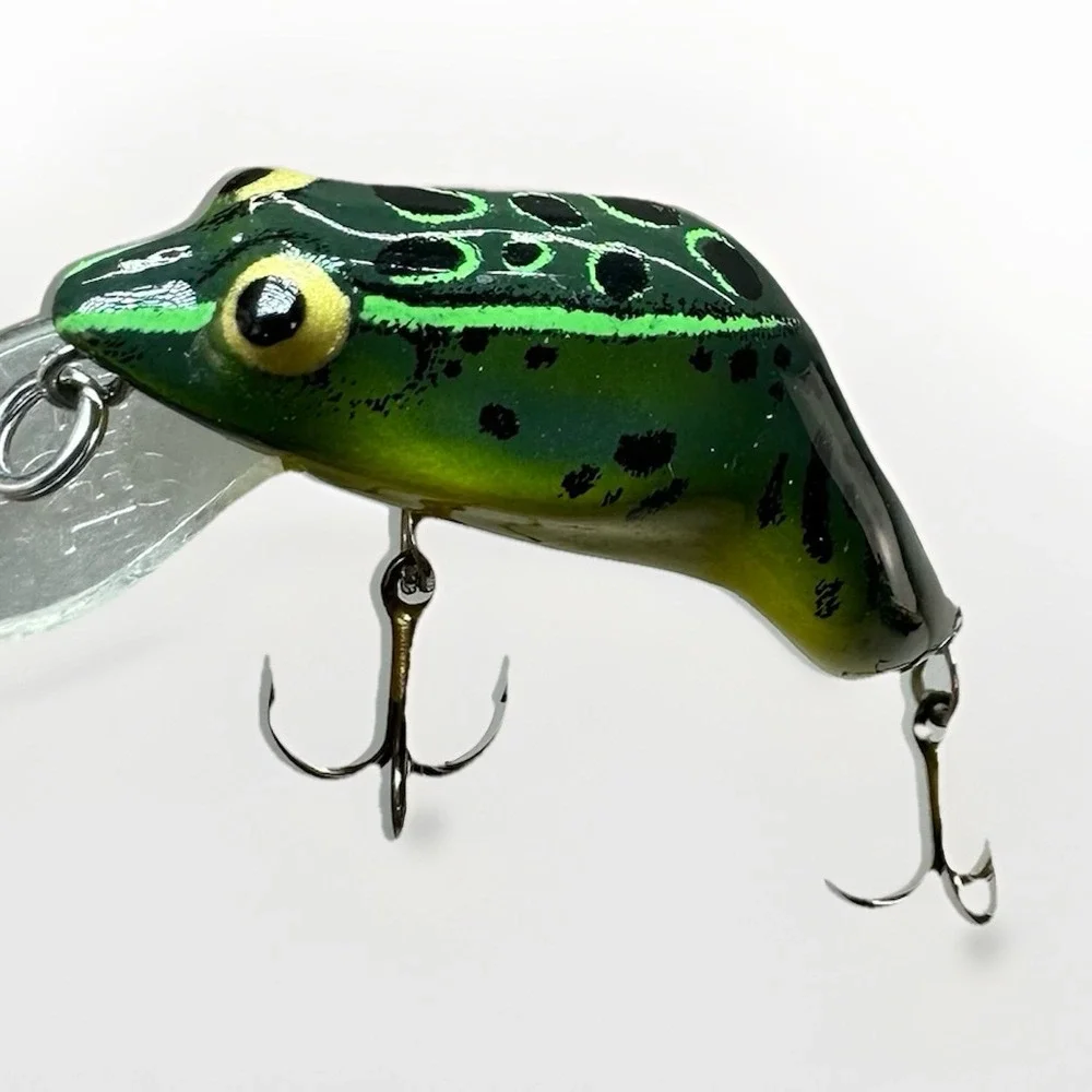 Vintage Rebel Wee Frog Fishing Lure Green Frog Crankbait 1.5